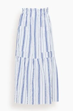 Summer Skirt In White With Navy Stripes