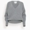 V Neck Honeycomb Sweater In Medium Grey 2 V Neck Honeycomb Sweater In Medium Grey -ULLA JOHNSON Shop f5f42b32084be1533705aefe4c5cc092