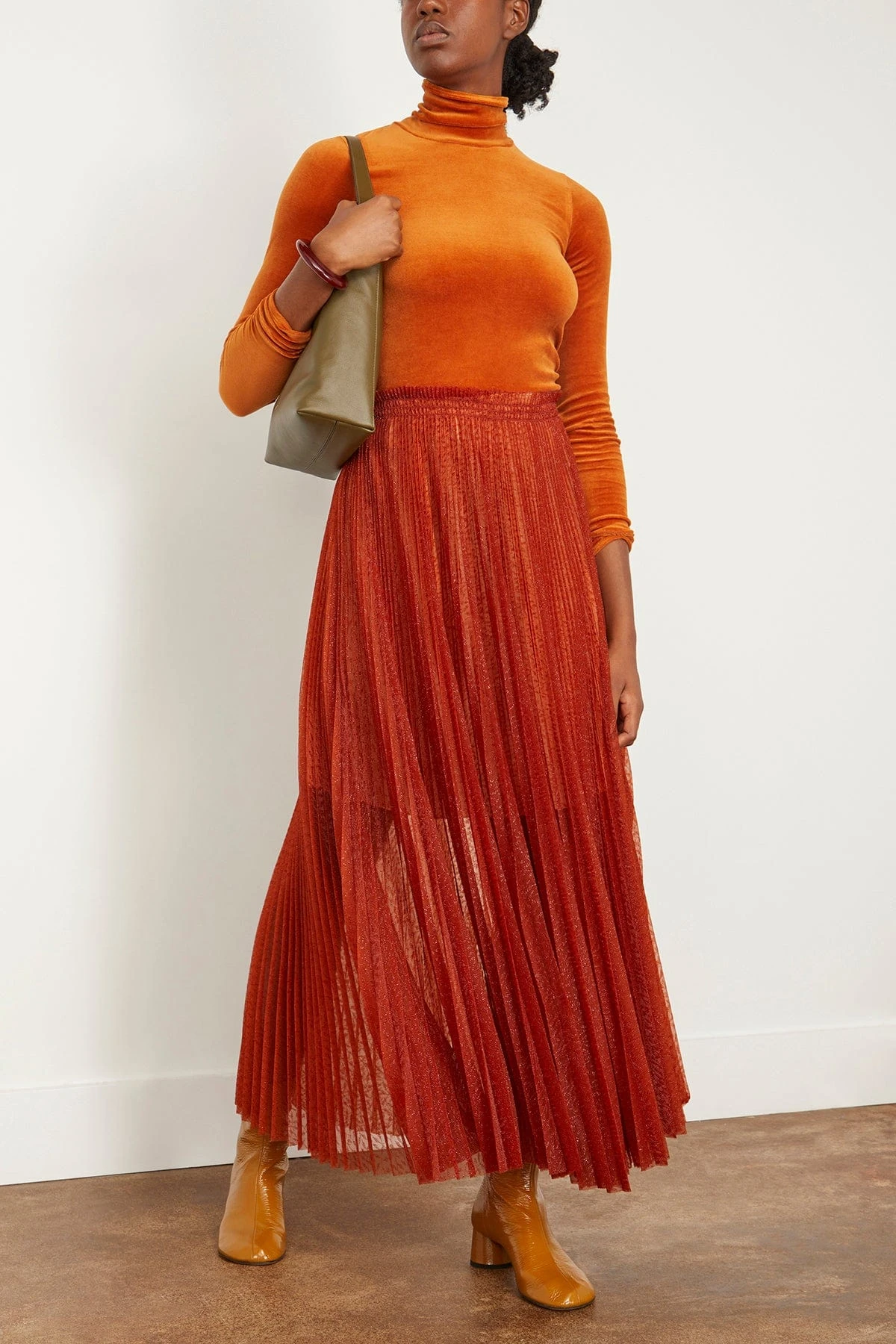 FORTE_FORTE Glitter Jacquard Tulle Skirt In Rust 4 FORTE_FORTE Glitter Jacquard Tulle Skirt In Rust - Image 2