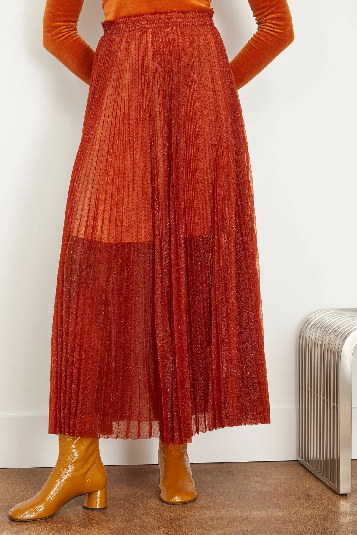 FORTE_FORTE Glitter Jacquard Tulle Skirt In Rust 5 FORTE_FORTE Glitter Jacquard Tulle Skirt In Rust - Image 3