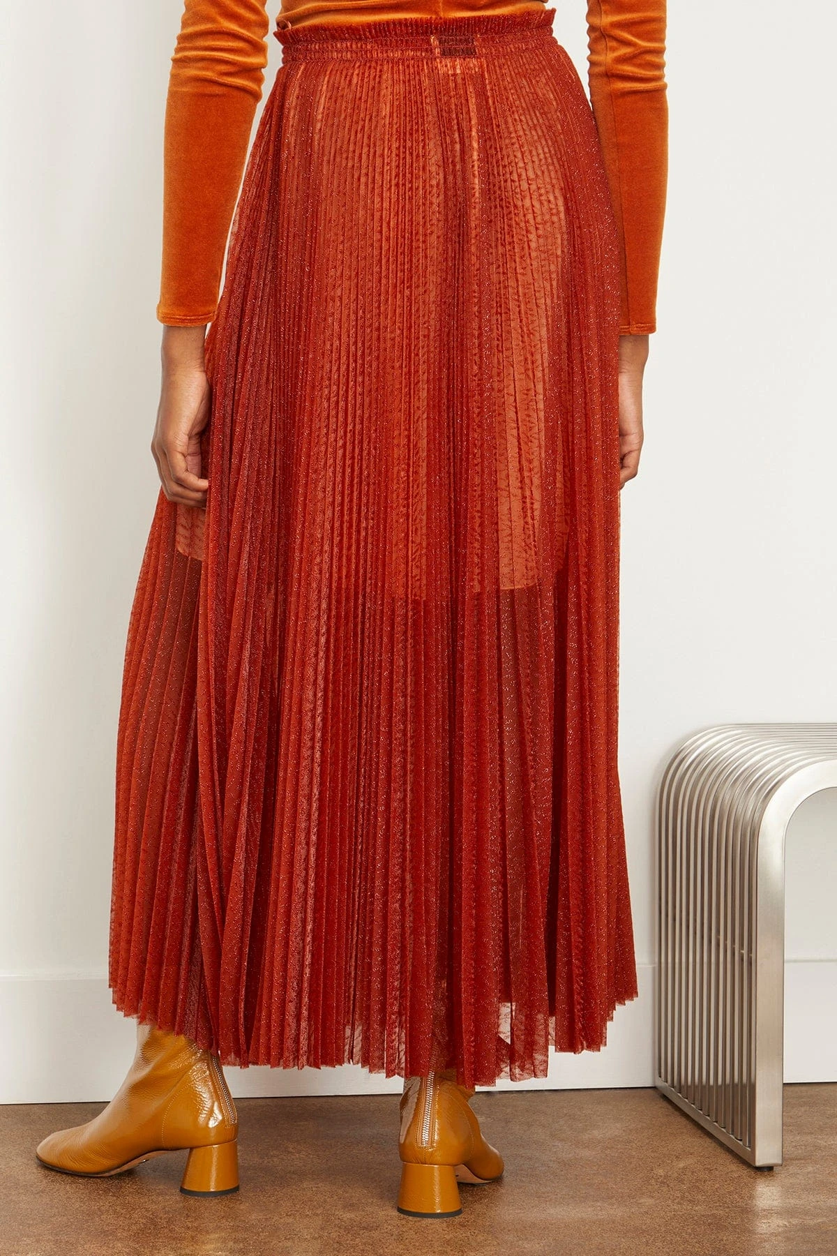 FORTE_FORTE Glitter Jacquard Tulle Skirt In Rust 6 FORTE_FORTE Glitter Jacquard Tulle Skirt In Rust - Image 4