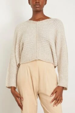FORTE_FORTE Lurex Chenille Poncho Sweater In Gold -ULLA JOHNSON Shop forte LurexChenillePonchoSweaterinGold 2