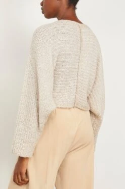 FORTE_FORTE Lurex Chenille Poncho Sweater In Gold -ULLA JOHNSON Shop forte LurexChenillePonchoSweaterinGold 3