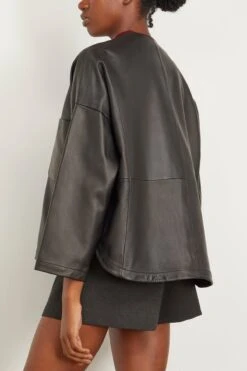 FORTE_FORTE Nappa Leather Kimono Jacket In Noir 9 FORTE_FORTE Nappa Leather Kimono Jacket In Noir -ULLA JOHNSON Shop forte NappaLeatherKimonoJacketinNoir 3