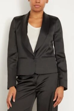FORTE_FORTE Stretch Duchesse Tuxedo Jacket In Noir -ULLA JOHNSON Shop forte StretchDuchesseTuxedoJacketinNoir 2
