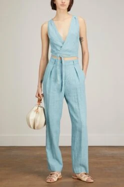 Front Page -ULLA JOHNSON Shop forte chic linen canvas crossed top in crystal 1