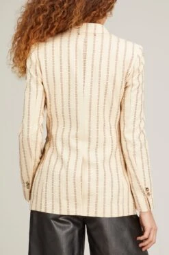 Golden Goose Single Breasted Cotton Jacket In Lambs Wool/Coffee Iron -ULLA JOHNSON Shop golden goose single breasted cotton jacket in lambs wool coffee iron 3