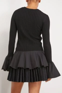 JW Anderson Contrast Woven Hem Top In Black -ULLA JOHNSON Shop jwanderson ContrastWovenHemTopinBlack 3