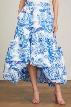 Maja Skirt In Blue Peony -ULLA JOHNSON Shop kika vargas maja skirt in blue peony 2