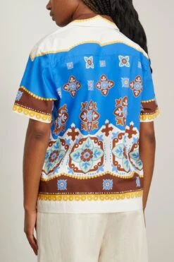 Cortile Shirt In Tiles Degrade Placed Blu -ULLA JOHNSON Shop ladoublej CortileShirtinTilesDegradePlacedBlu 3