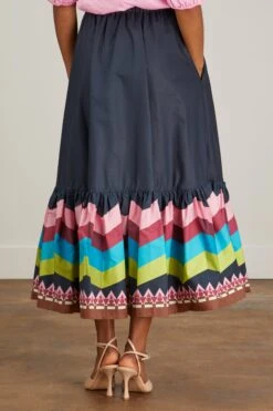 Sunset Skirt In Sunset Navy Placee -ULLA JOHNSON Shop ladoublej SunsetSkirtinSunsetNavyPlacee 3