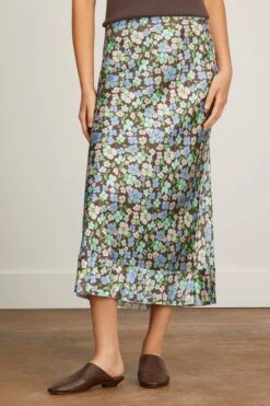 Bella Skirt In Green Micro Multi -ULLA JOHNSON Shop lee mathews bella skirt in green micro multi 2