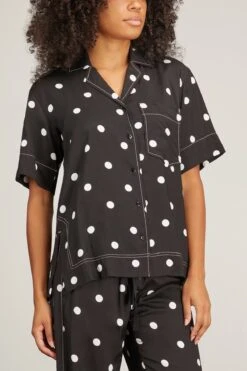 Olive Short Sleeve Shirt In Spot -ULLA JOHNSON Shop lee mathews olive short sleeve shirt in spot 2