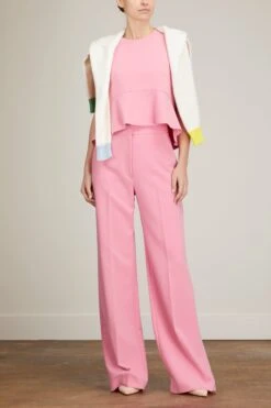 Flounce Hem Top In Peony 8 Flounce Hem Top In Peony -ULLA JOHNSON Shop lela rose flounce hem top in peony 1