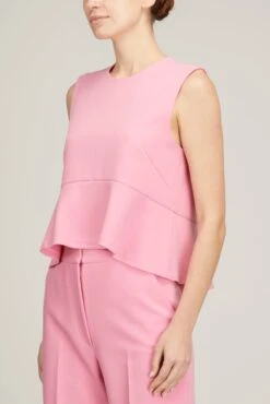 Flounce Hem Top In Peony 9 Flounce Hem Top In Peony -ULLA JOHNSON Shop lela rose flounce hem top in peony 2