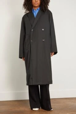 Lemaire Wrap Collar Trench In Jet Black -ULLA JOHNSON Shop lemaire WrapCollarTrenchinJetBlack 2