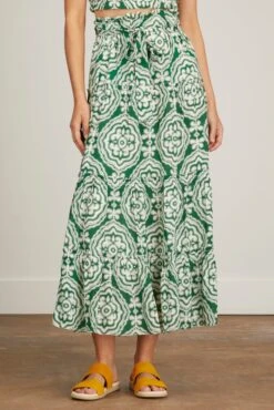 Medallion Maxi Skirt In Deep Green -ULLA JOHNSON Shop lemlem medallion maxi skirt in deep green 2