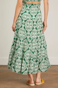 Medallion Maxi Skirt In Deep Green -ULLA JOHNSON Shop lemlem medallion maxi skirt in deep green 3
