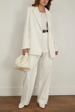 Mani Denim Blazer In Ivory -ULLA JOHNSON Shop loulou ManiDenimBlazerinIvory 1