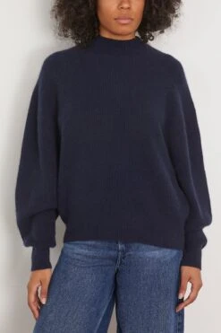 Safa Sweater In Navy -ULLA JOHNSON Shop loulou SafaSweaterinNavy 2