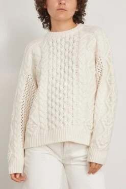 Secas Cable Knit Sweater In Ivory 8 Secas Cable Knit Sweater In Ivory -ULLA JOHNSON Shop loulou SecasCableKnitSweaterinIvory 2