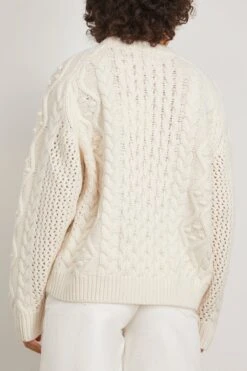 Secas Cable Knit Sweater In Ivory 9 Secas Cable Knit Sweater In Ivory -ULLA JOHNSON Shop loulou SecasCableKnitSweaterinIvory 3