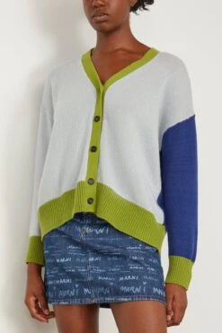 Marni Iconic Cashmere Cardigan In Illusion Blue -ULLA JOHNSON Shop marni IconicCashmereCardiganinIllusionBlue 2