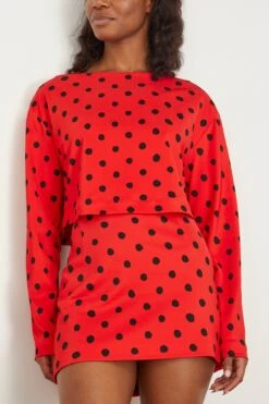 Marni Small Dot Technical Jersey Boatneck Top In Lacquer -ULLA JOHNSON Shop marni SmallDotTechnicalJerseyBoatneckTopinLacquer 2