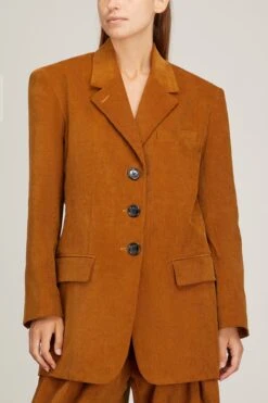 Oversized Blazer In Corduroy Camel -ULLA JOHNSON Shop meryll OversizedBlazerinCorduroyCamel 2