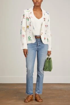 Hand Embroidered Linen Jacket In Off White 8 Hand Embroidered Linen Jacket In Off White -ULLA JOHNSON Shop mii hand embroidered linen jacket in off white 1