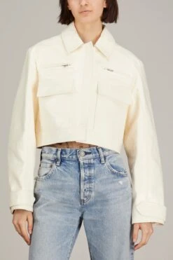 Boxy Heavy Leather Jacket In White -ULLA JOHNSON Shop minuit BoxyHeavyLeatherJacketinWhite 2