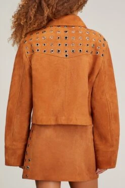Nova Eyelet Suede Jacket In Tobacco -ULLA JOHNSON Shop minuit nova eyelet suede jacket in tobacco 3