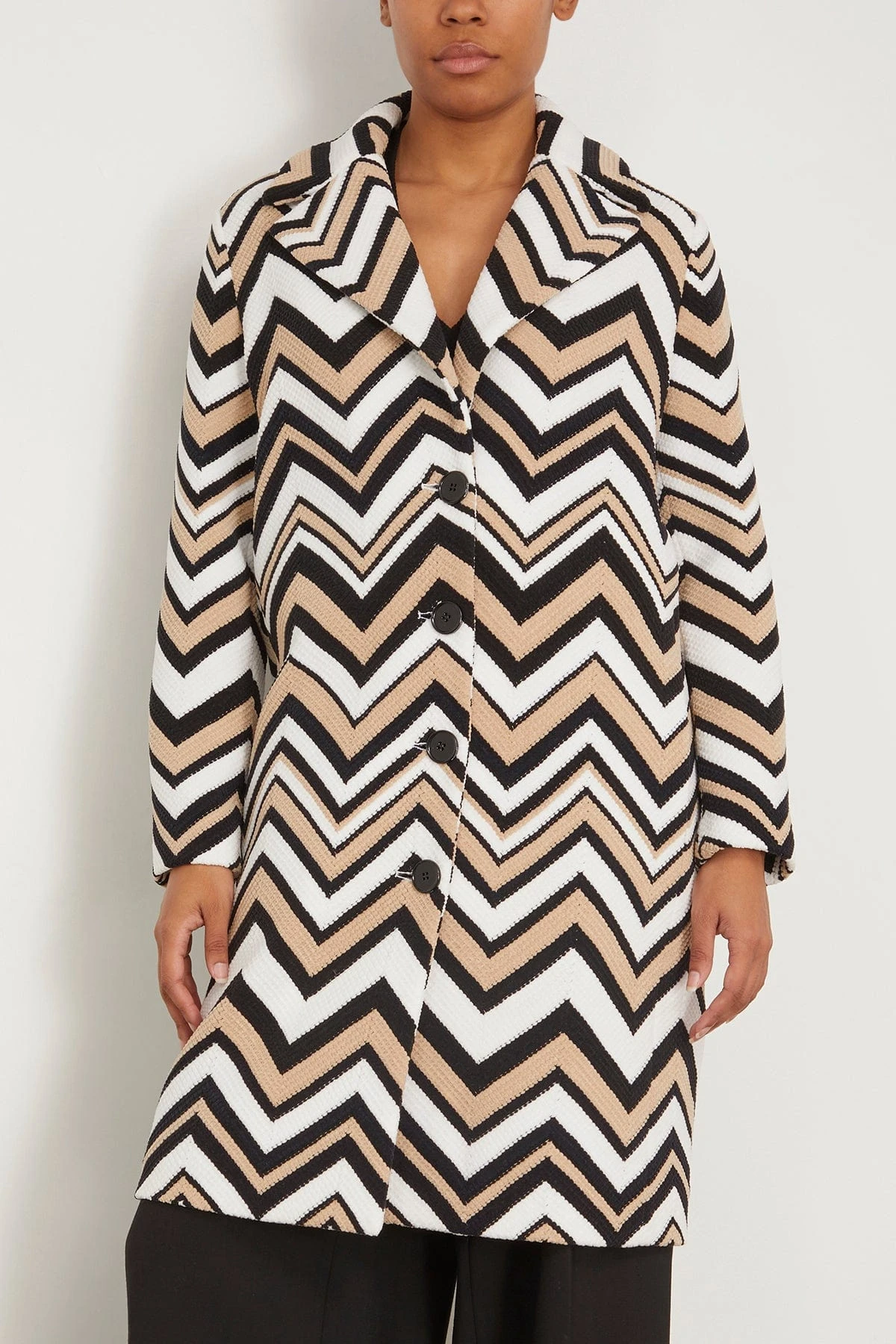 Missoni Coat In Zigzag Beige/White/Black 5 Missoni Coat In Zigzag Beige/White/Black - Image 3