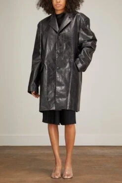 MM6 Maison Margiela Leather Jacket In Black -ULLA JOHNSON Shop mm6 leather jacket in black 2