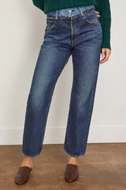 MV Boulder Wide Straight Jean In Dark Blue -ULLA JOHNSON Shop moussy MVBoulderWideStraightJeaninDarkBlue 2