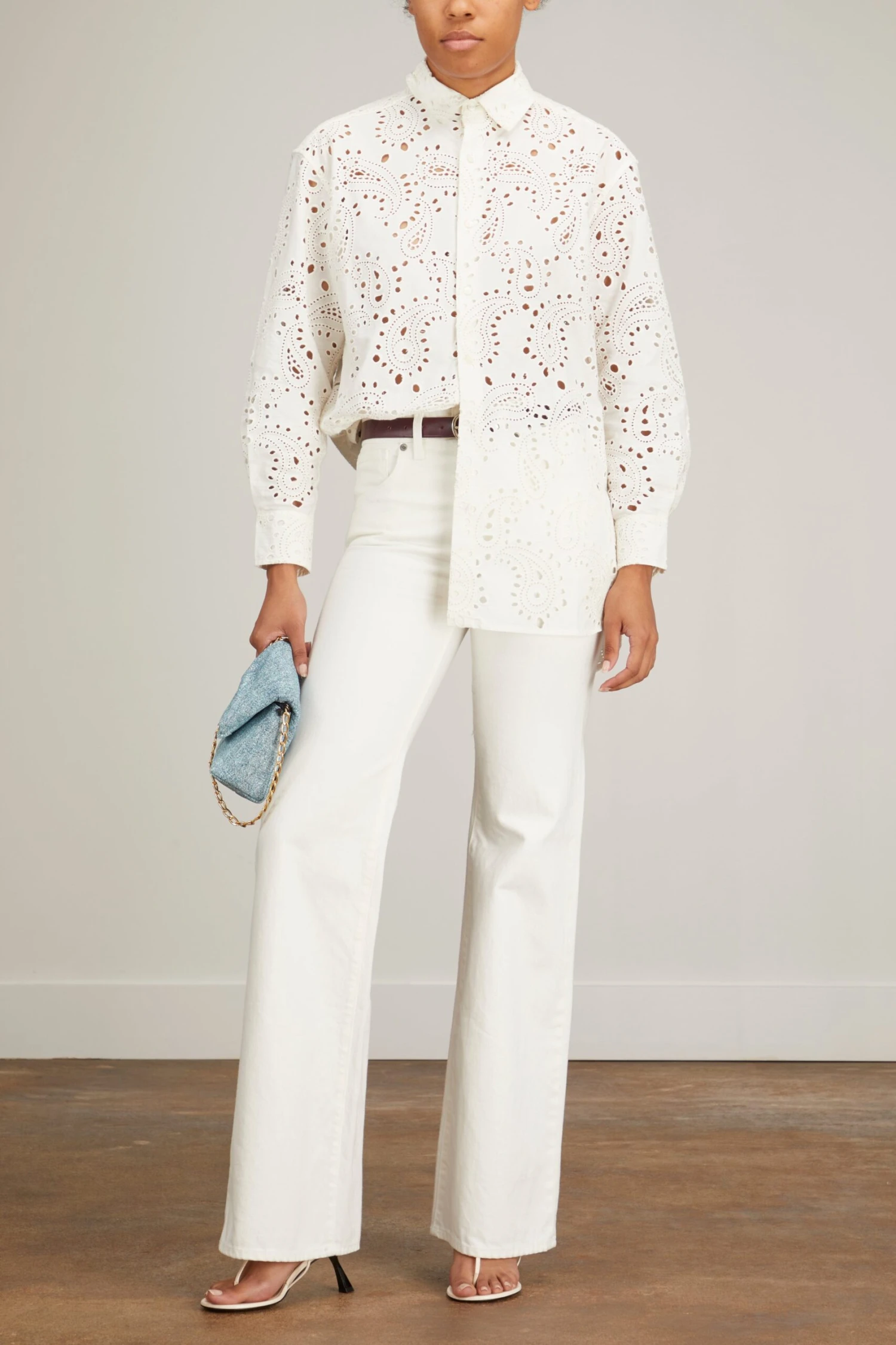 NILI LOTAN Mael Embroidered Poplin Shirt In Ivory Paisley 4 NILI LOTAN Mael Embroidered Poplin Shirt In Ivory Paisley - Image 2