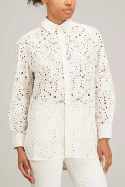 NILI LOTAN Mael Embroidered Poplin Shirt In Ivory Paisley 9 NILI LOTAN Mael Embroidered Poplin Shirt In Ivory Paisley -ULLA JOHNSON Shop nili lotan mael embroidered poplin shirt in ivory paisley 2