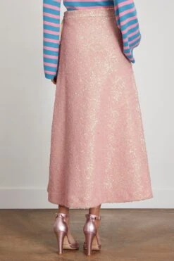 Terry Sequins Skirt In Rose -ULLA JOHNSON Shop odeeh TerrySequinsSkirtinRose 3
