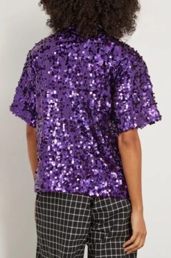 Short Sleeve Shirt In Aubergine 9 Short Sleeve Shirt In Aubergine -ULLA JOHNSON Shop planc ShortSleeveShirtinAubergine 3