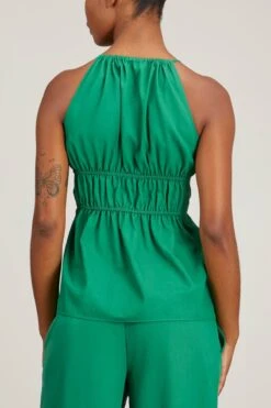 Drapey Suiting Ruched Top In Green -ULLA JOHNSON Shop proenza schouler drapey suiting ruched top in green 3