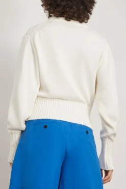 PROENZA SCHOULER Textured Cotton Sweater In Ivory -ULLA JOHNSON Shop proenzaschouler TexturedCottonSweaterinIvory 3