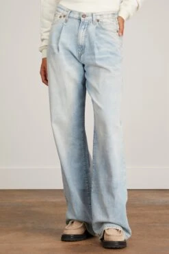 R13 Damon Pleated Wide Leg Jean In Lennon Blue -ULLA JOHNSON Shop r13 DamonPleatedWideLegJeaninLennonBlue 2
