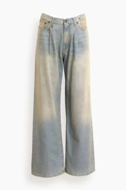 R13 Damon Pleated Wide Leg Jean In Lennon Blue