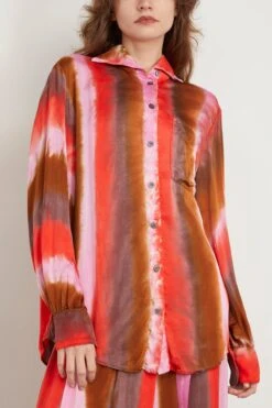 Elle Shirt In Pink Red Stripes -ULLA JOHNSON Shop raquelallegra ElleShirtinPinkRedStripes 2