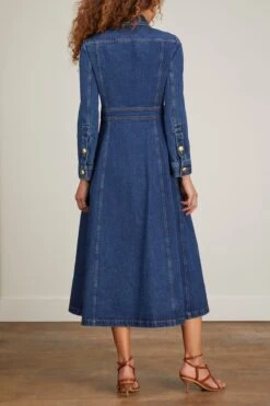 Denim Cargo Coat In Blue -ULLA JOHNSON Shop rosetta getty denim cargo coat in blue 3