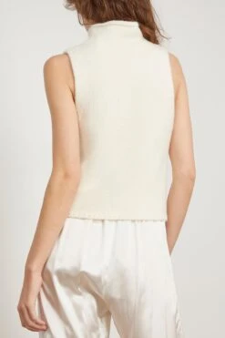 Marceline Sleeveless Cashmere Turtleneck In Gardenia -ULLA JOHNSON Shop sablyn MarcelineSleevelessCashmereTurtleneckinGardenia 3