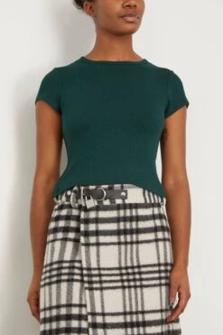 Yael Fitted Rib T-Shirt In Deep Forest -ULLA JOHNSON Shop sablyn YaelFittedRibT ShirtinDeepForest 2