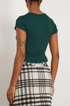 Yael Fitted Rib T-Shirt In Deep Forest -ULLA JOHNSON Shop sablyn YaelFittedRibT ShirtinDeepForest 3