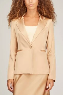 Alana Silk Blazer In Sandhill 8 Alana Silk Blazer In Sandhill -ULLA JOHNSON Shop sablyn alana silk blazer in sandhill 2