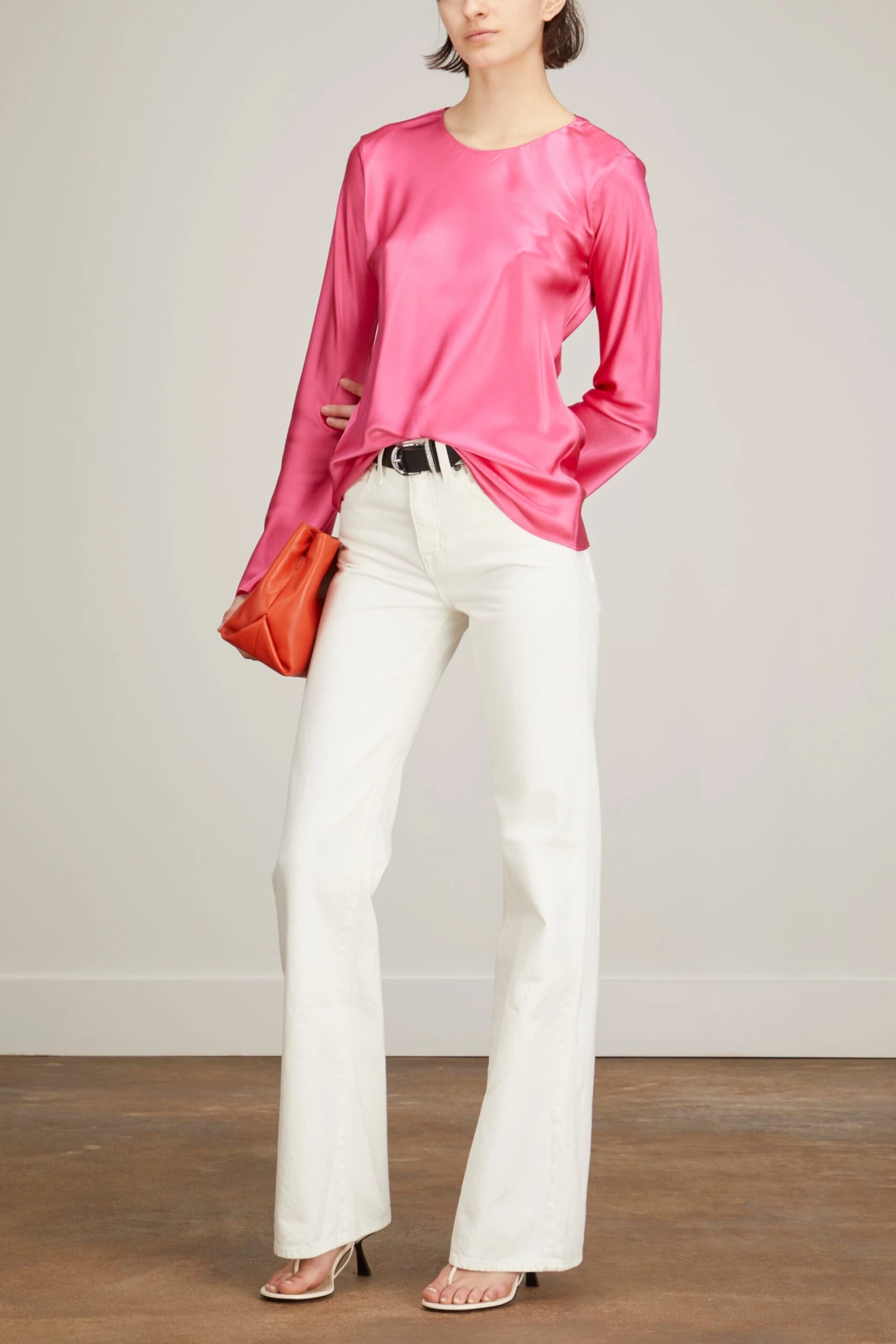 Long Sleeve Silk Blouse In Pink Pepper 4 Long Sleeve Silk Blouse In Pink Pepper - Image 2